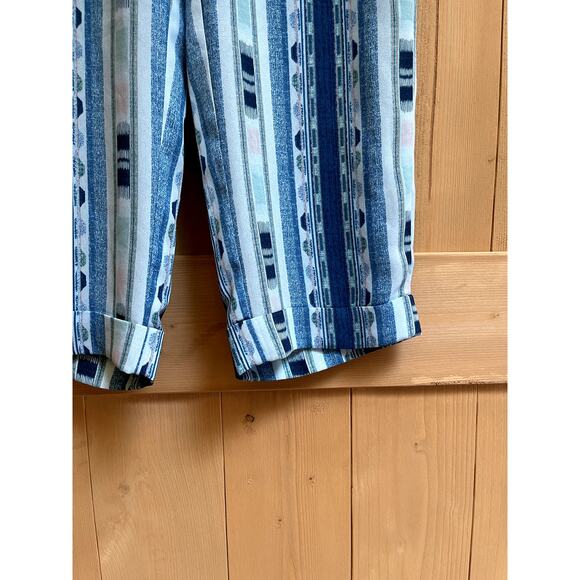 BCBGMaxazria Cedric Patterned Print Summer Lounge Cropped Blue Pants Size XS - Picture 3 of 7